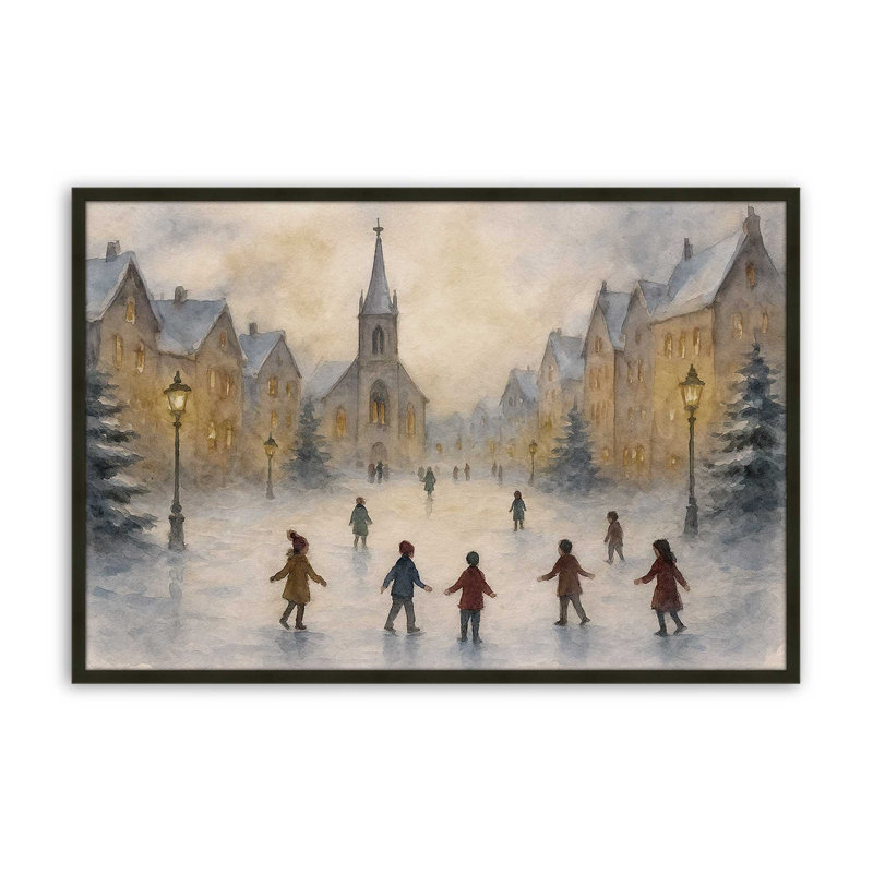 «Frosted Village Joy», reproduction d'art, 8 po x 10 po, Noir satiné