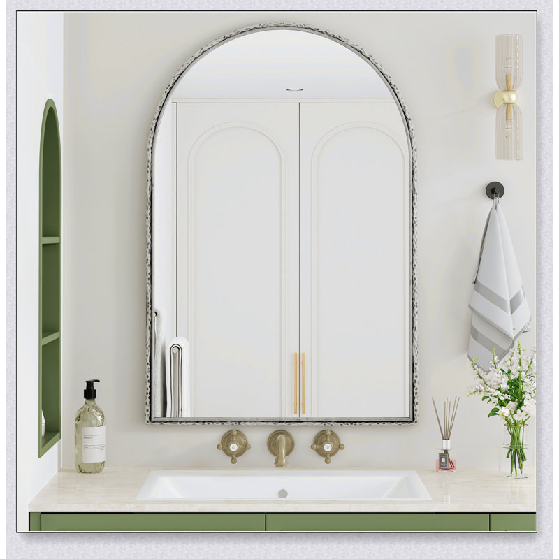 Miroir mural arqué avec cadre en fer, Argent argent