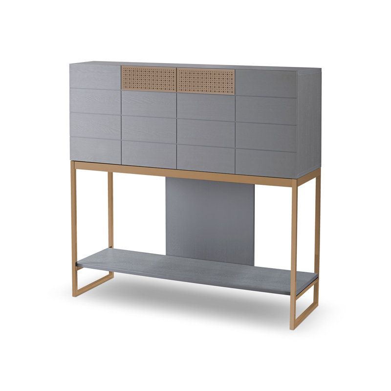 Hamayel Stainless Steel Secretary Desk, Bronze, Grey