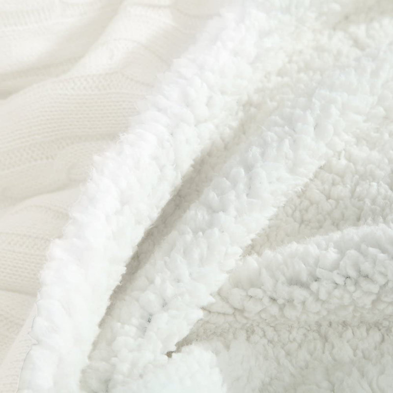 Knitted Throw Blanket, White, 60" W x 80" L