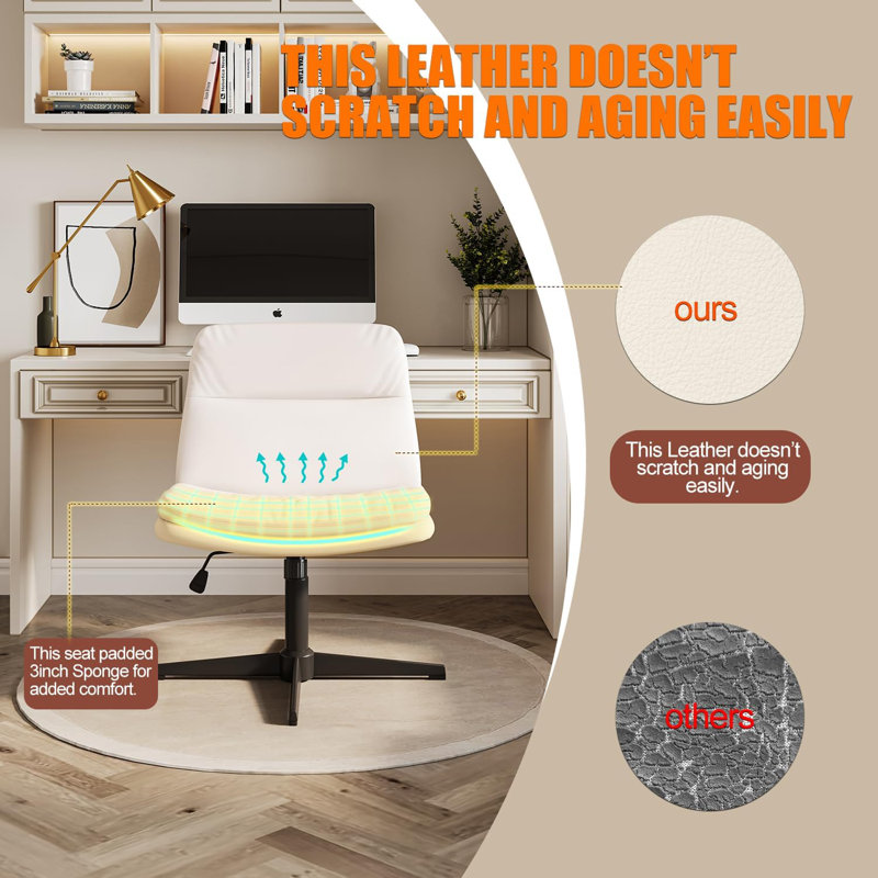 Chaise de bureau Knash, Crème