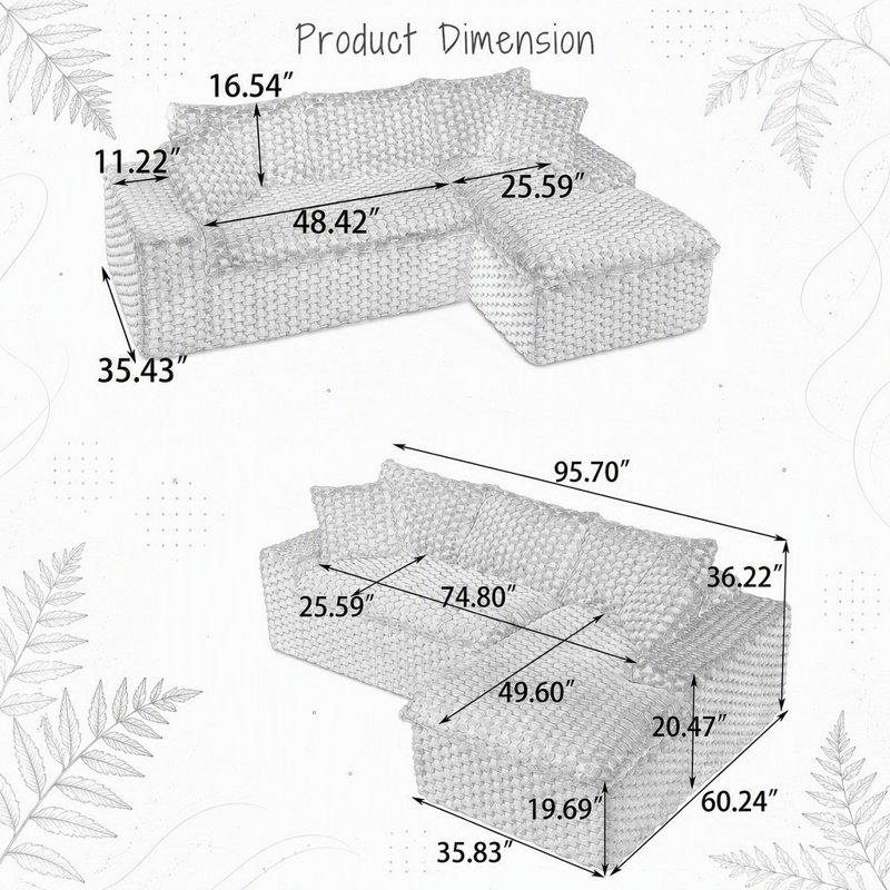 Canapé convertible polyvalent à deux places avec méridienne droite, avec sièges face à face pour divers espaces de vie et activités