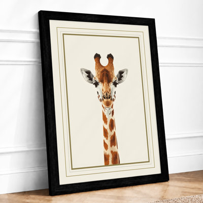 Giraffe Portrait Minimalist - Framed Print