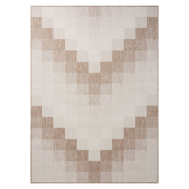 NICOLE MILLER NEW YORK Patio Country Ombre Chevron Outdoor Area Rug, Beige/Cream, Rectangle 9'2" x 12'5"