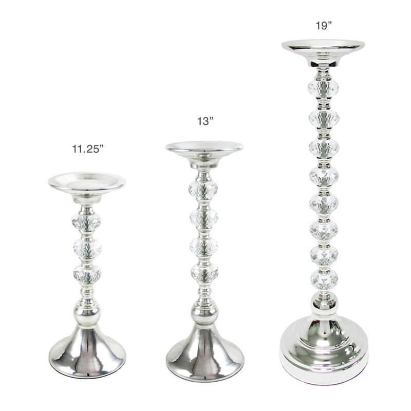 Bougeoir de table en cristal, Argent, H 13 po x l 5 po x P 5 po