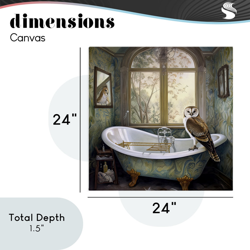 Toile à motif cachemire hibou Bathtime, design par Sasha, H 24 po x l 24 po