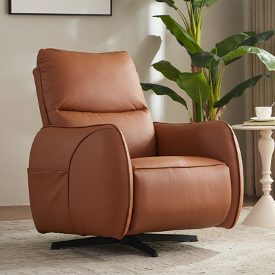Fauteuil inclinable électrique pivotant en cuir véritable de 31,9 po de largeur
