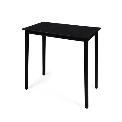Wood Table - Dark Gray, Minimalist For Outdoor Picnics, 40.00 Inches High Rectangle Bar In Furniture, 40