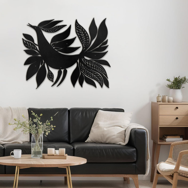 Wall Decor Metal, Black, 24" H x 36" W x 0.05" D