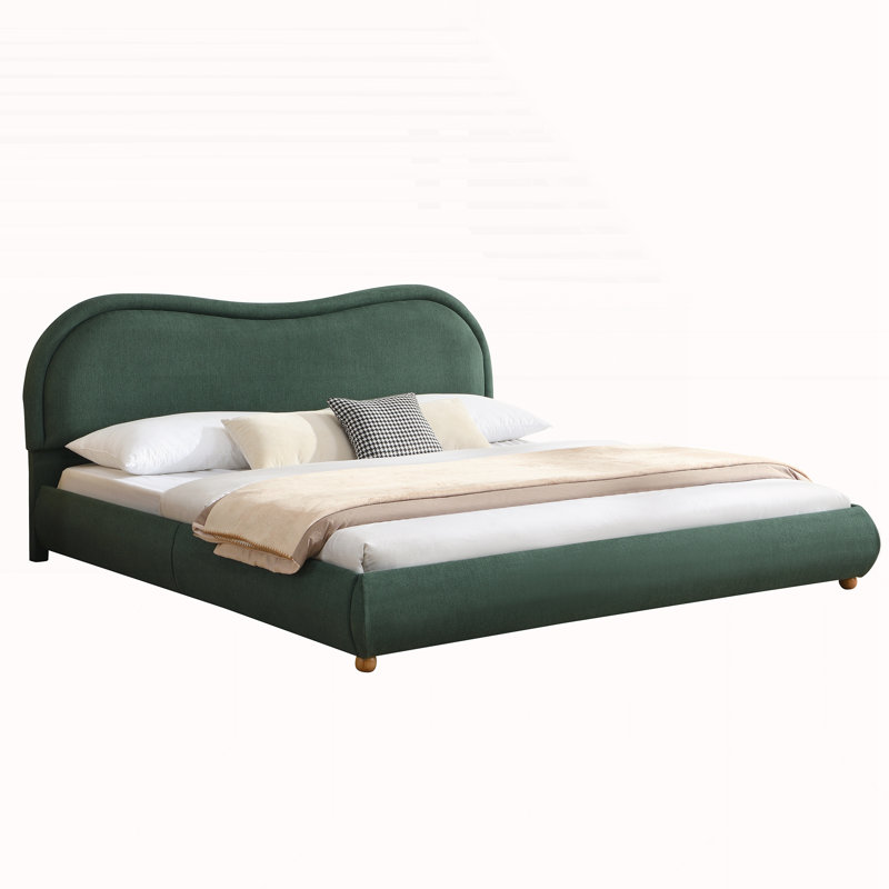 Très grand lit plateforme tapissier, Très grand lit, Vert olive