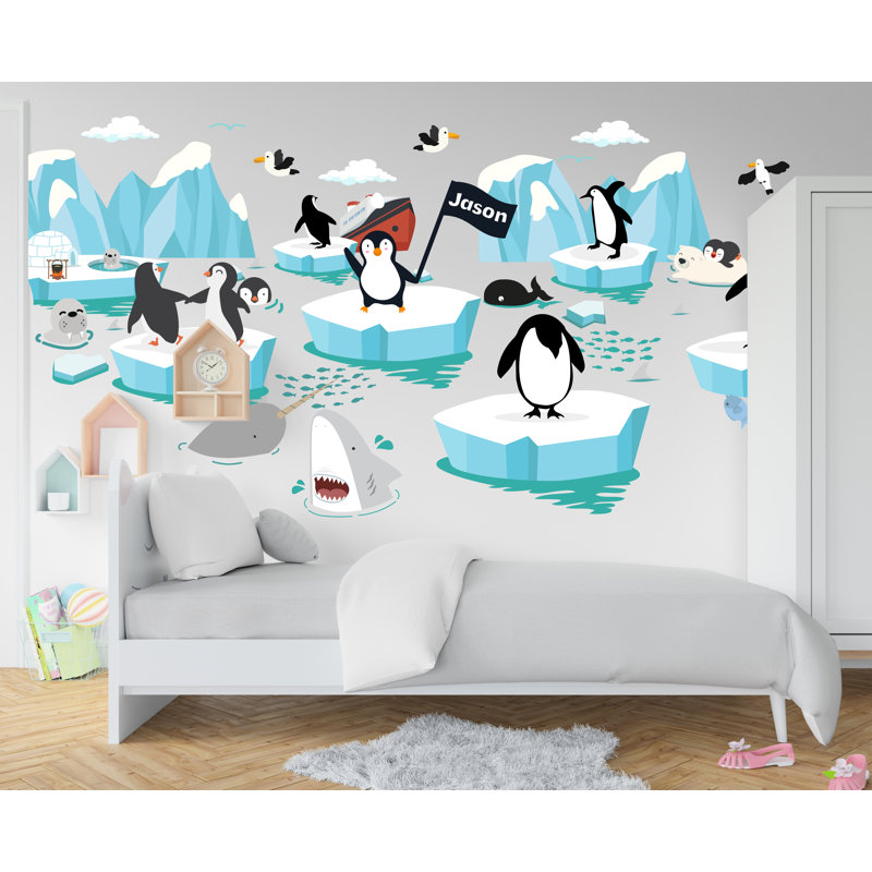 Décoration murale arctique, décalcomanie animaux arctiques, baleine pingouin baleine Iceberg Antarctica, décor de chambre de bébé, ours polaire, arctique 307LU