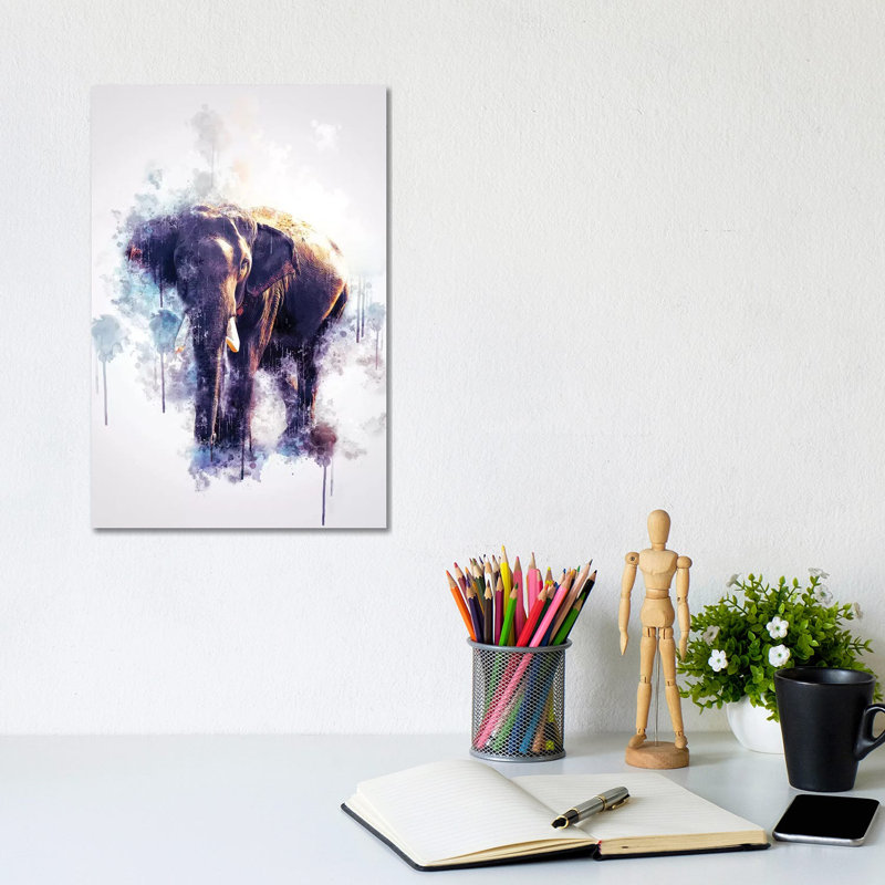 Elephant by Cornel Vlad - Wrapped Canvas Painting, 30.48cm H x 20.32cm W x 1.905cm D