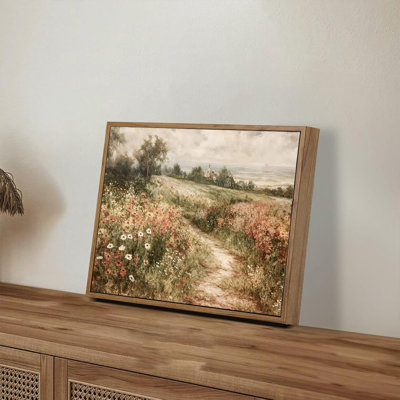 Toile encadrée, impression de paysage de campagne sauvage rétro, maison de campagne Cottagecore