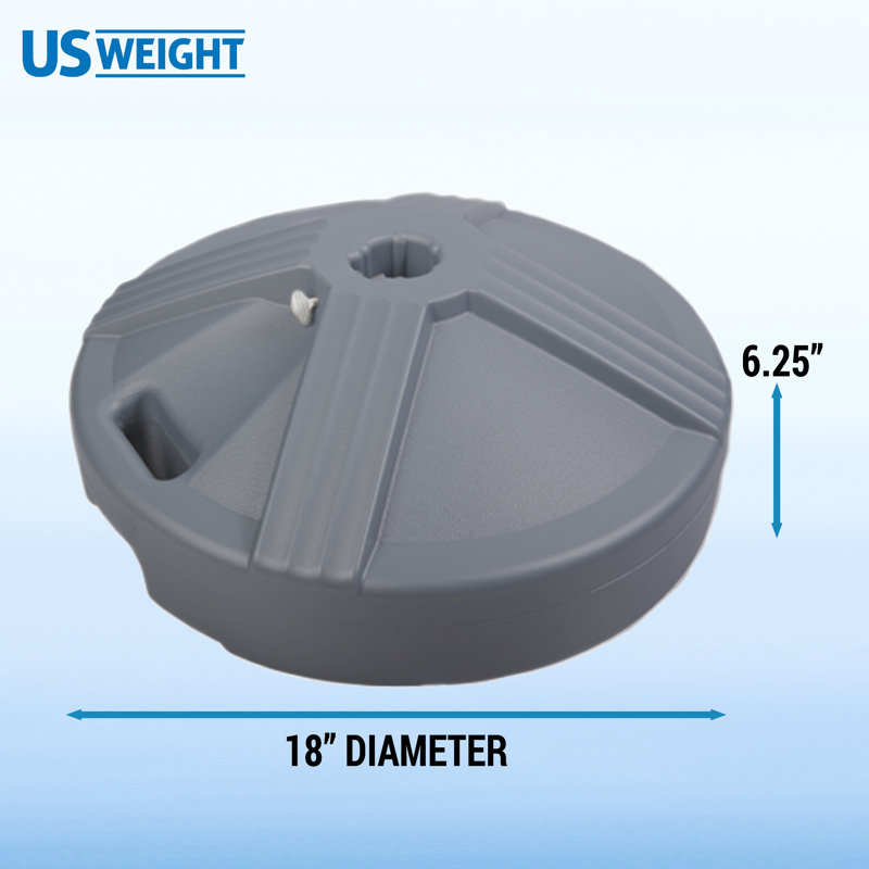 Grey UV-Stabilized Polymer Fillable Patio Umbrella Base