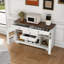 Îlot de cuisine rustique avec armoire de rangement et plateau de petit-déjeuner en bois aggloméré blanc 54 po