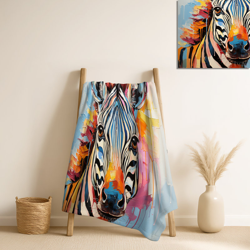 Jeté à rayures zébrées colorées et expressionnistes I