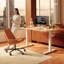 Standing Desk, 48 X 24 Inches, Electrically Height-Adjustable, Can Be Used As A Seat Or Stand-Up Unit, Computer Desk With Interlocking Panel, White Frame/Maple Desktop.