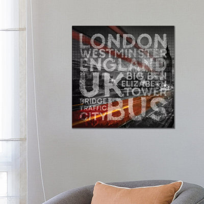 Graphic Art London Westminster Bridge Traffic by Melanie Viola - Wrapped Canvas Print