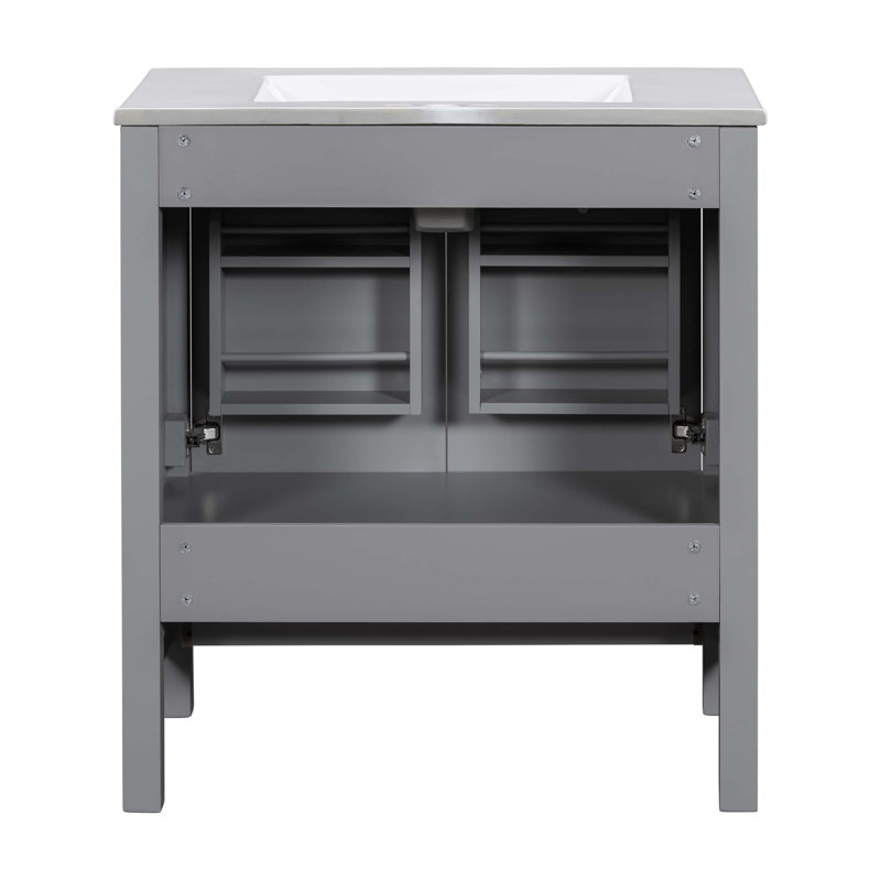 Meuble-lavabo 30 po avec lavabo simple, armoire encastrée Combo, Gris