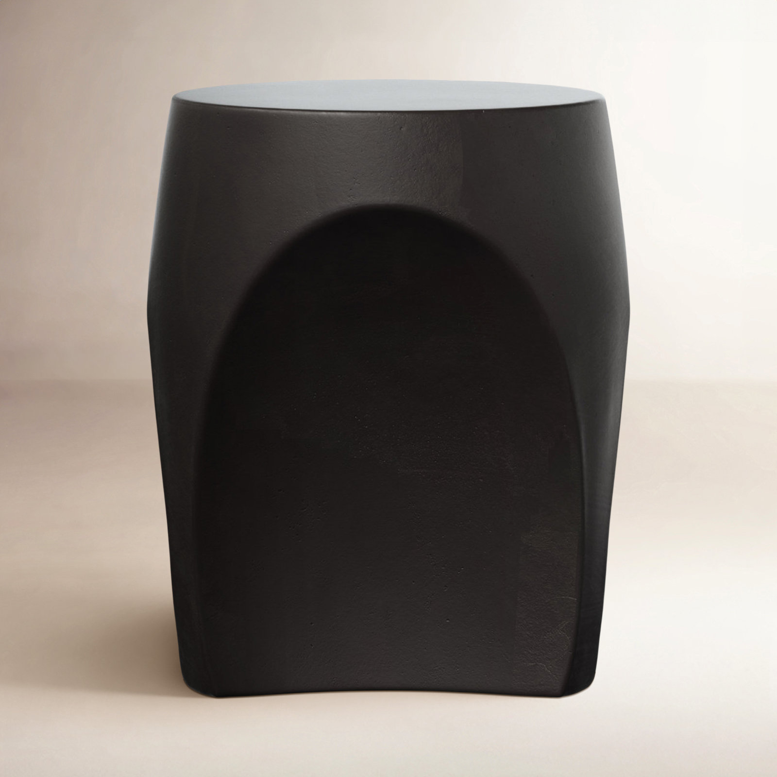 Kareen Concrete Accent Stool, Lava Brown