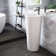 Swiss Madison Monaco 33.44'' Tall Glossy White Ceramic Circular Pedestal Bathroom Sink with Faucet and Overflow