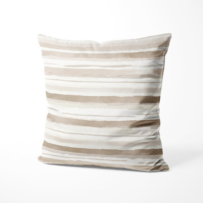Modern Decorative Throw Pillow - Striped Beige And White Soft Linen Fade Printed Cushion