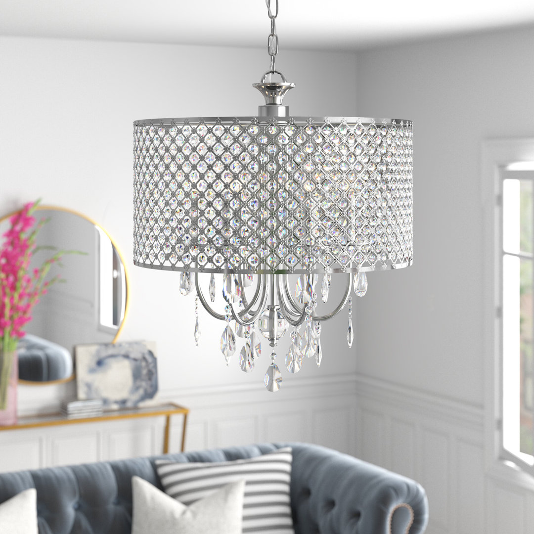 Ivonna 6 - Light Drum Chandelier with Crystal Accents Etta Avenue™