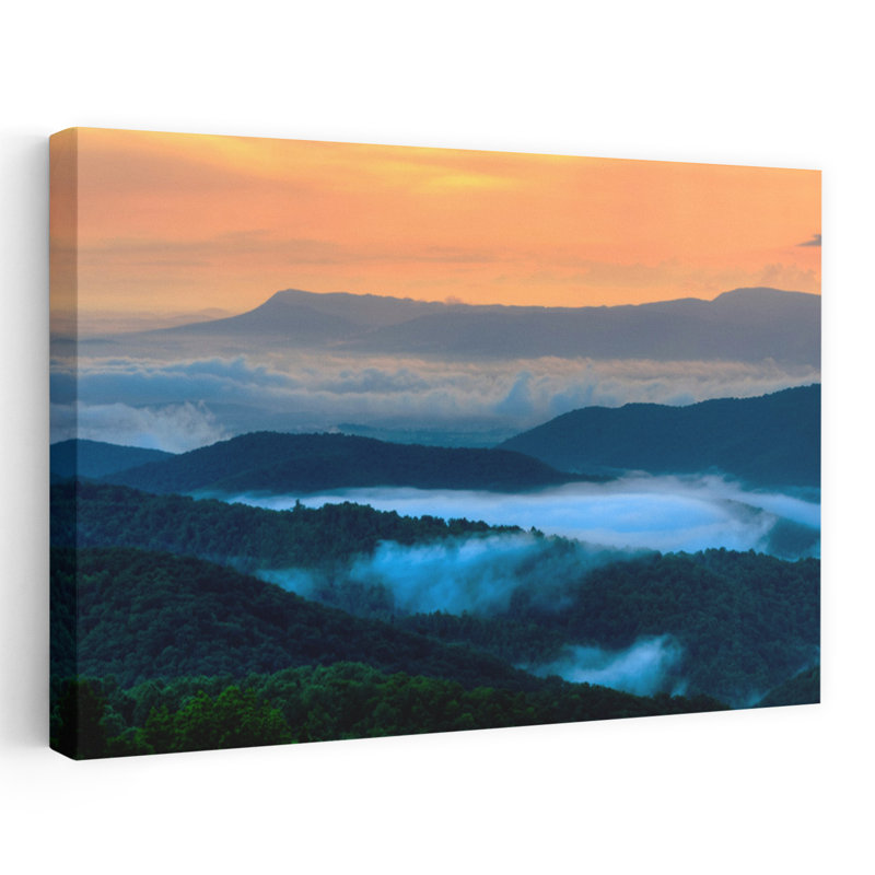 Blue Ridge Mountains At Sunset Shenandoah National Park Virginia USA by Chris Murray - Wrapped Canvas Print