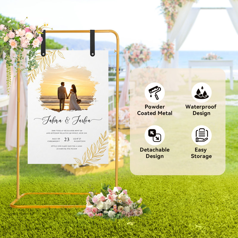 Porte-affiche de mariage, or, Doré