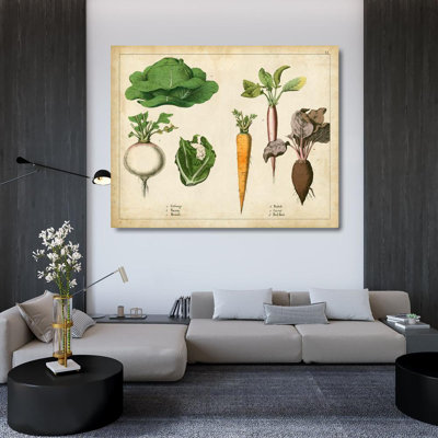 «August Grove®», œuvre d'art sur toile tendue, "Légumes de cuisine et racines I"