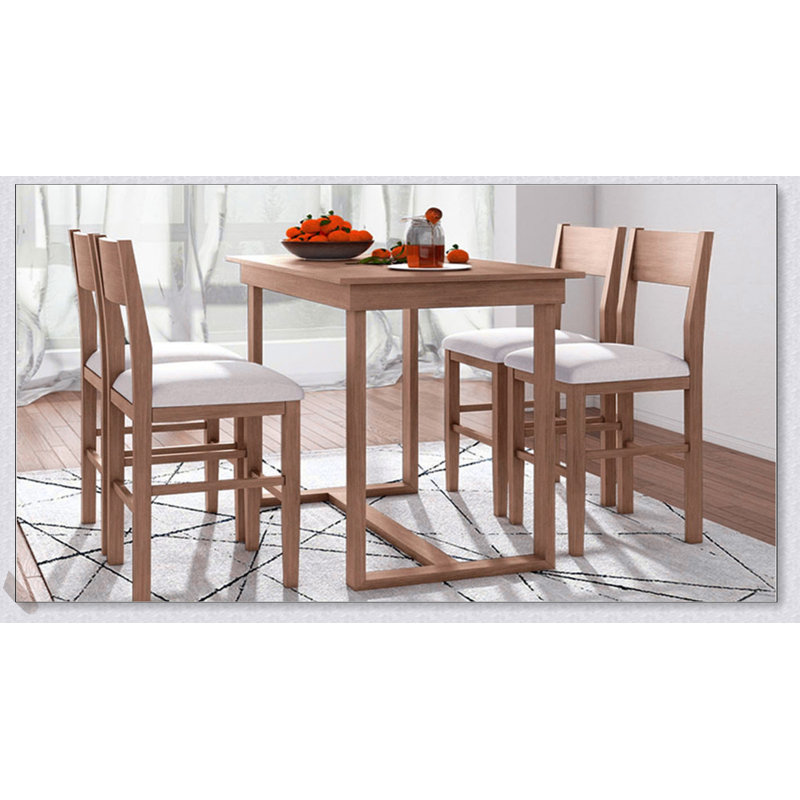 Ensemble de salle à manger 5 pièces à hauteur de comptoir Farmhouse avec table rectangulaire et 4 chaises pour espaces compacts