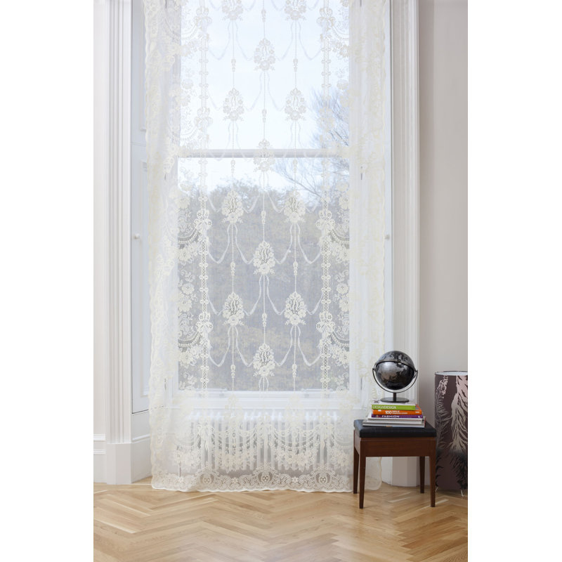 Landgraf Cotton Blend Sheer Single Curtain Panel, Ivory, 152 W x 160 D cm