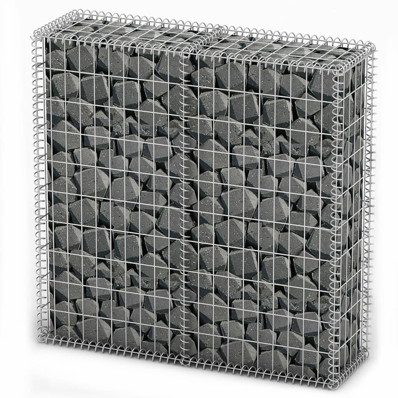 Gesele Grey Metal Gabion Basket, 100cm H x 100cm W x 30cm D