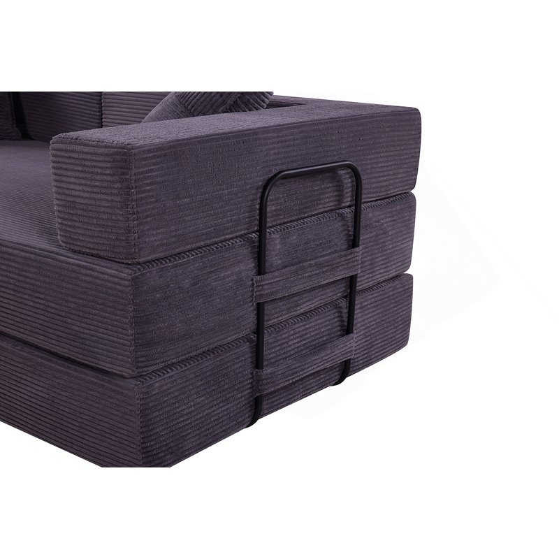 Canapé-lit Boneless Sleeper avec coussin carré, canapé pliant pour le salon et la chambre à coucher, Gris