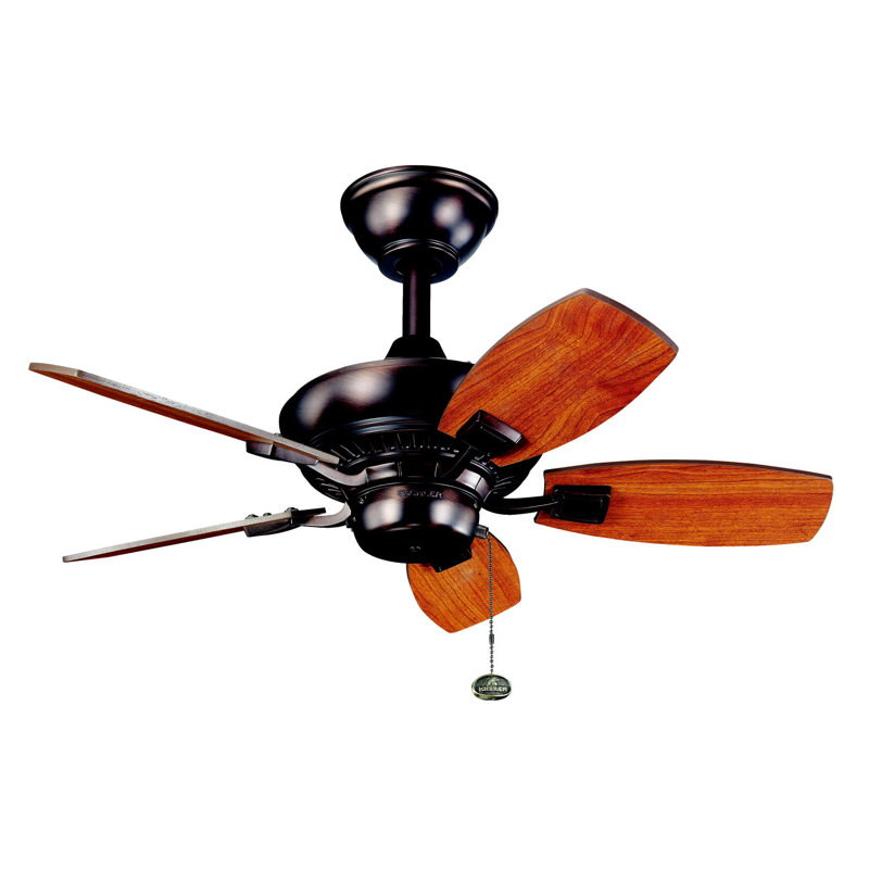 Ventilateur de plafond standard 30 "avec chaînette Canfield, Bronze huilé avec pales en noyer et en cerisier
