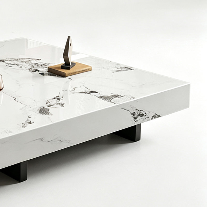 Table basse Italian Minimalist, 11.81" H x 47.24" W x 47.24" D, White/Light Grey