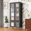 Grande armoire de rangement en métal, vitrine avec 4 portes en verre, armoire autoportante, armoire d'entrée
