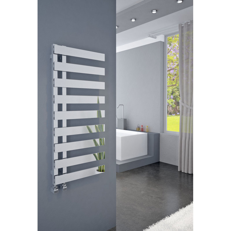 Hennigan Flat Panel Towel Rail Heated Towel Rails, Silver/Chrome, 123.2cm H x 50cm W x 7cm D