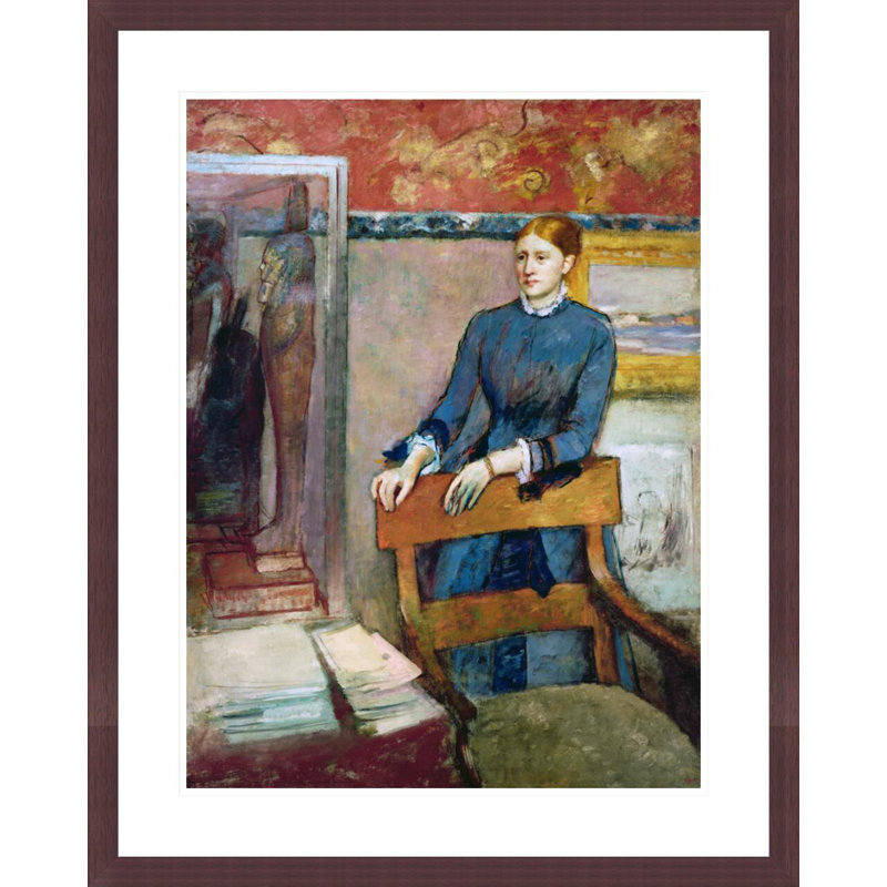 Helene Rouart in her Father's Study by Edgar Degas -Framed Giclee Print, 29.29" H x 23.5" W