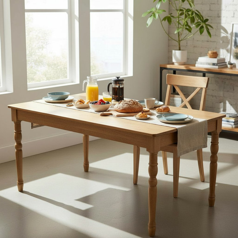 Acacia Unfinished Solid Wood Dining Table