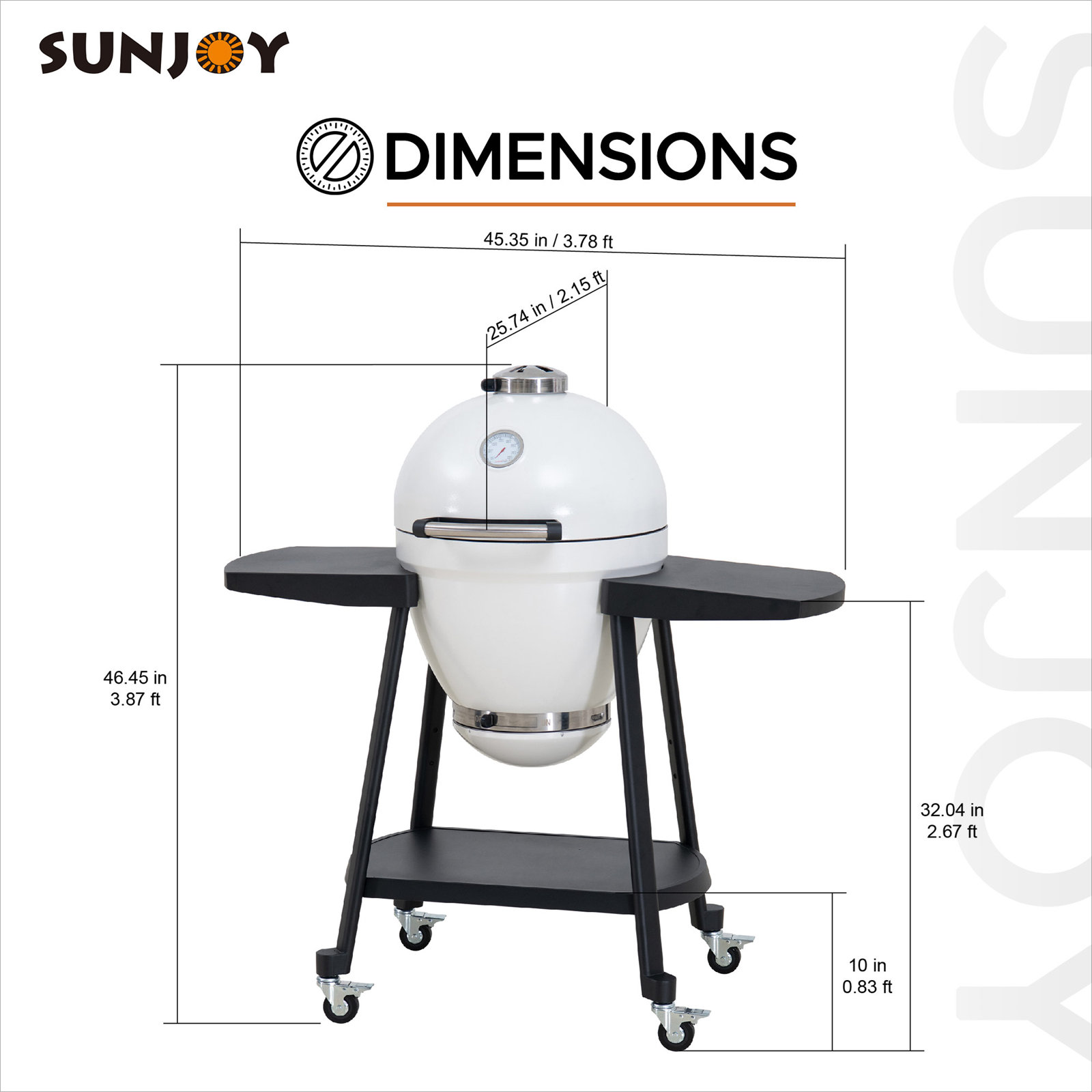 Kamado Grill with Pizza Stone, White