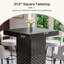Table de bar moderne carrée noire avec piédestal incrusté d'or, table de pub à hauteur de comptoir avec finition grain de bois