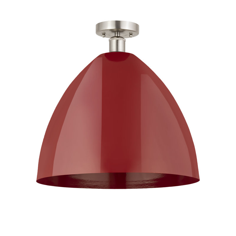 Plafonnier semi-encastré Amylee, Rouge, Nickel satiné brossé, H 17,13 po x l 16 po x P 16 po