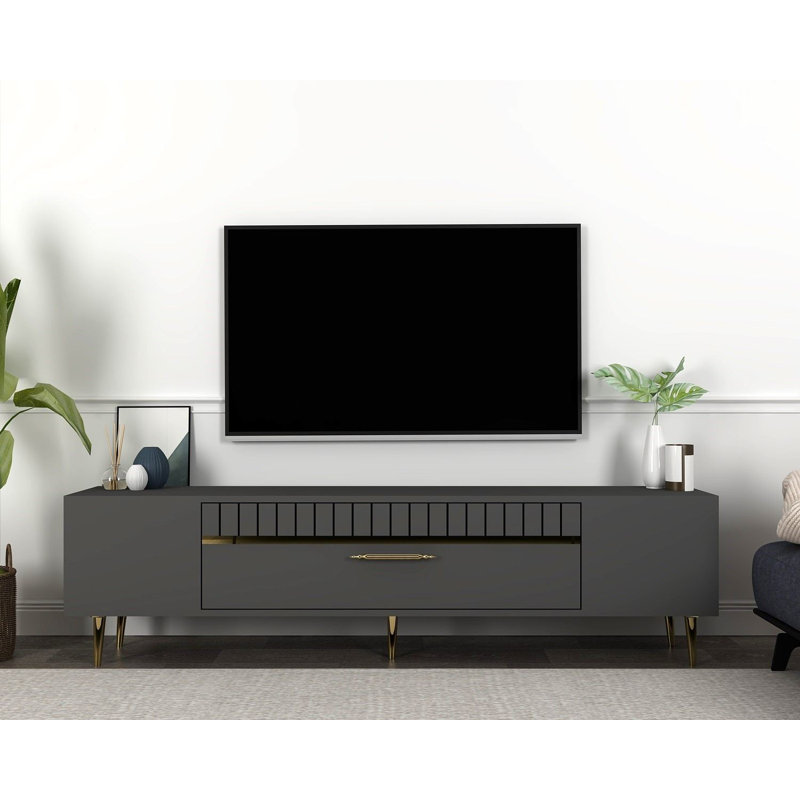 Olivia TV Stand, Grey/Gold, 150cm