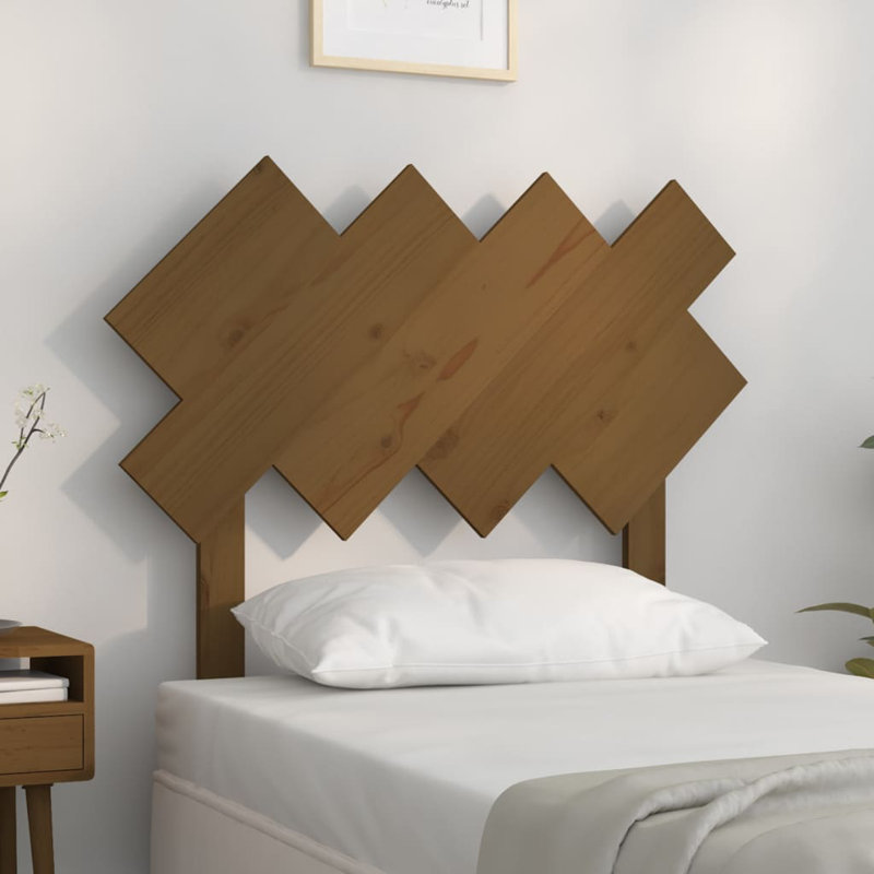 Kabid Solid Wood Single (3') Panel Headboard, Honey Brown