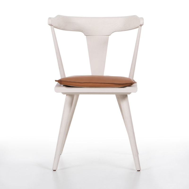 Ripley Dining Chair with Cushion, Whiskey Saddle, White