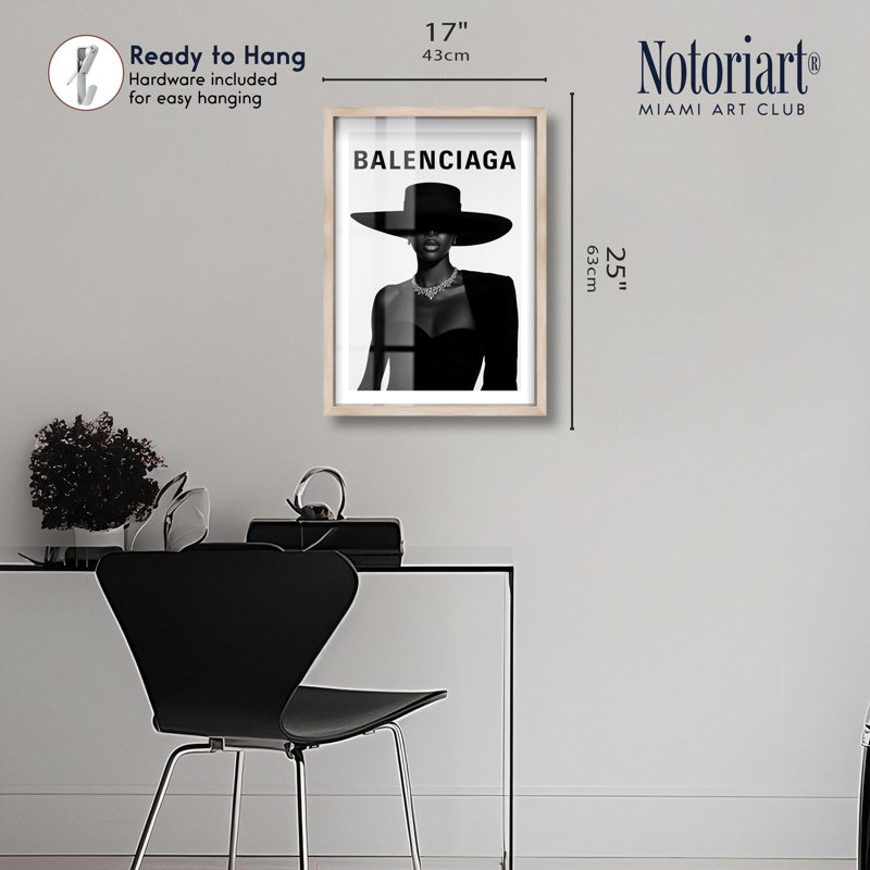 Designer Shadowbox Print Fashion Art Prints by Notoriart, Blonde Frame, 17 x 25, Cream, 25" H x 17" W