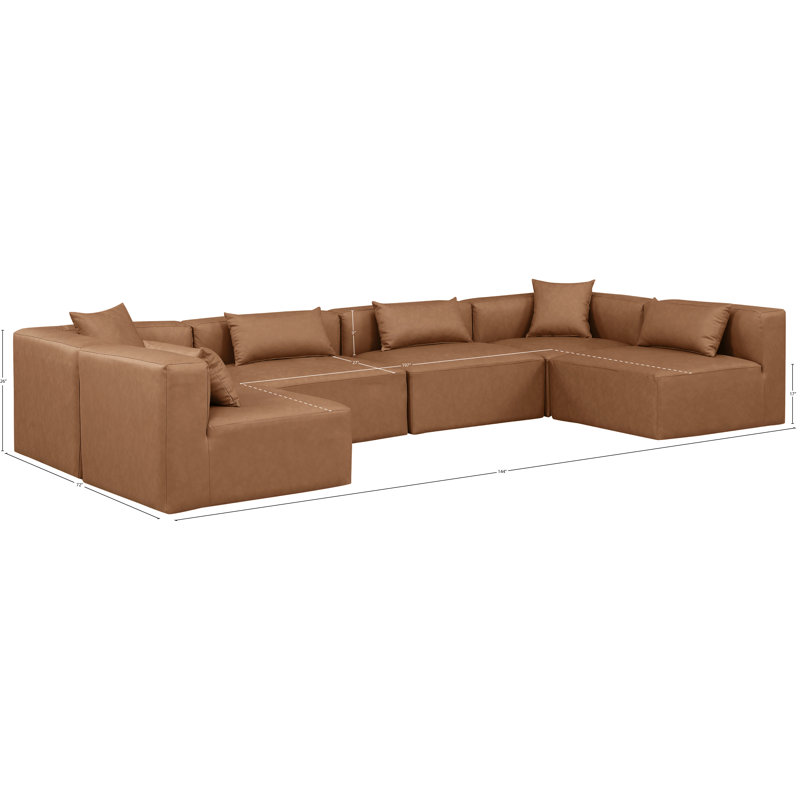 Houswerth Upholstered U-Shaped Sectional Reversible, Brown Vegan Leather