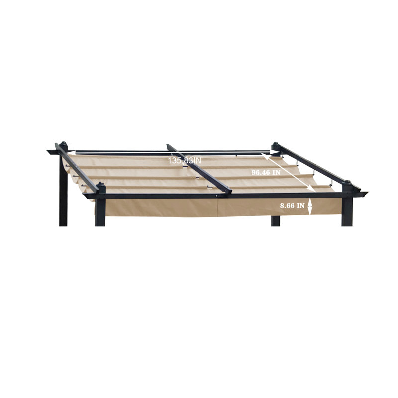 Toile de remplacement pour auvent supérieur pour abri de pergola rétractable pour patio d'extérieur de 13 x 10 pi - Protection kaki, hydrofuge, protection facile à assembler, installation simple