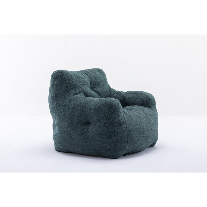 010-Soft Teddy Fabric Tufted Foam Bean Bag Chair With Teddy Fabric, Green